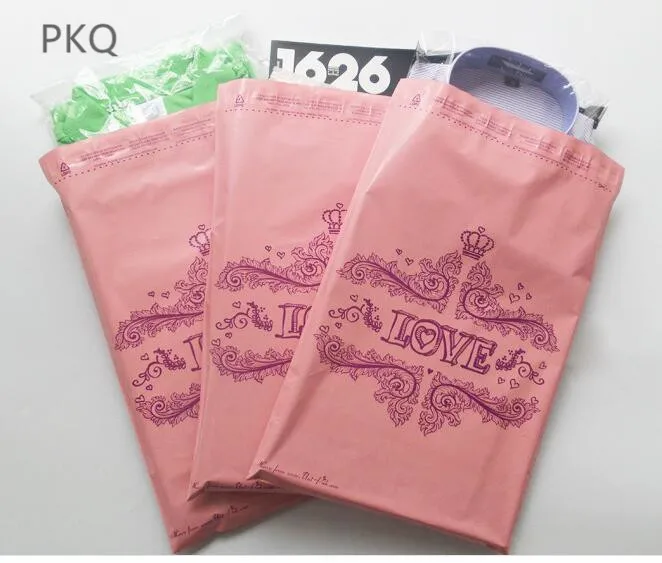 

28*42cm Pink LOVE Printed Poly Mailer Plastic Shipping Mailing Bag Valentine's Day Gift Packaging Bag Self-Adhesive 100pcs