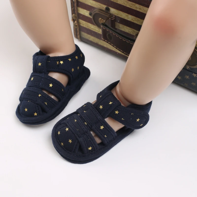 2021 NEW 0-18Months Kids Newborn Baby Boys Fashion Summer Soft Crib Shoes First Walker Anti Slip Sandals Shoes Soft Sole