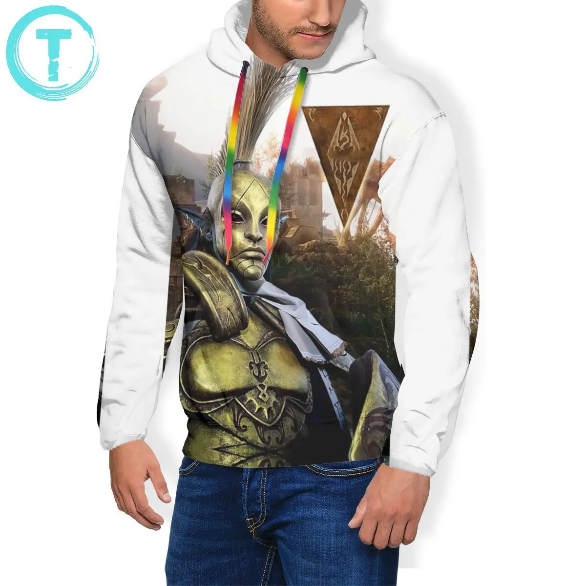 Morrowind Hoodie Hoodies Men Grey Pullover XXXL Long Length Casual Polyester Winter | Мужская одежда