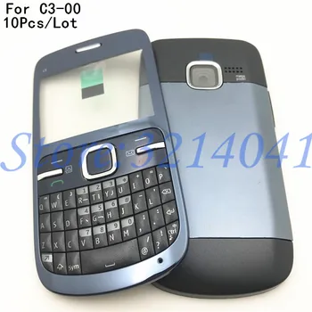 

10Pcs/Lot Full Housing For Nokia C3 C3-00 Back Case Battery Cover Front+Middle Frame Keypad C3-00 Replacement Part+Logo