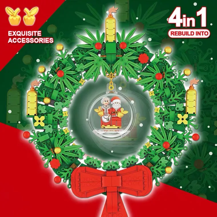 

Merry Christmas Wreath Creative 4 forms Building Blocks 2020 New Blocks assemble toy for children Christmas gift