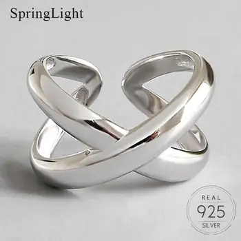 

Springlight Minimalist Cross X Letter Ring Real 925 Sterling Silver Creative Handmade Designer Fine Jewelry Rings for Women Gift