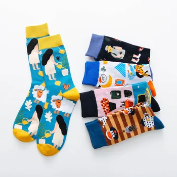 

Paint Woman Sock Creative Ladies Socks for Women Colorful Happy Crew Soft Sox Cartoon Couples Cotton Vintag Winter Funny Sokken