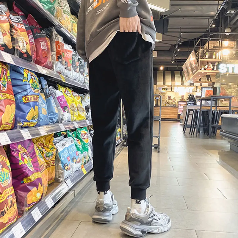 Liketkit Mens Winter Sweatpants 2019 Solid Color Loose Double Fleece Thick Warm Harem Pants Male Casual 2