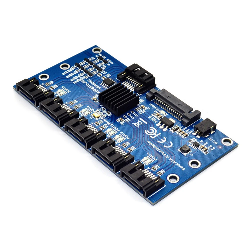 1 to 5 Port SATA3.0 Controller Card - 6Gbps Multiplier SATA Port Riser Adapter for HDD Description Image.