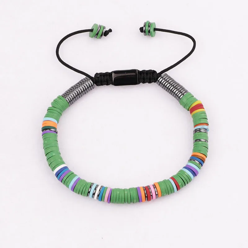 New Design Men Beads Jewelry Bracelet Polymer Clay Hematite Beaded Macrame Bracelet For Men - Image 6