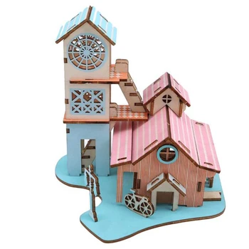 

3D Puzzles Wooden House Class 6 Puzzle Toys Children Logico Teaching Wood Scale Models Construction