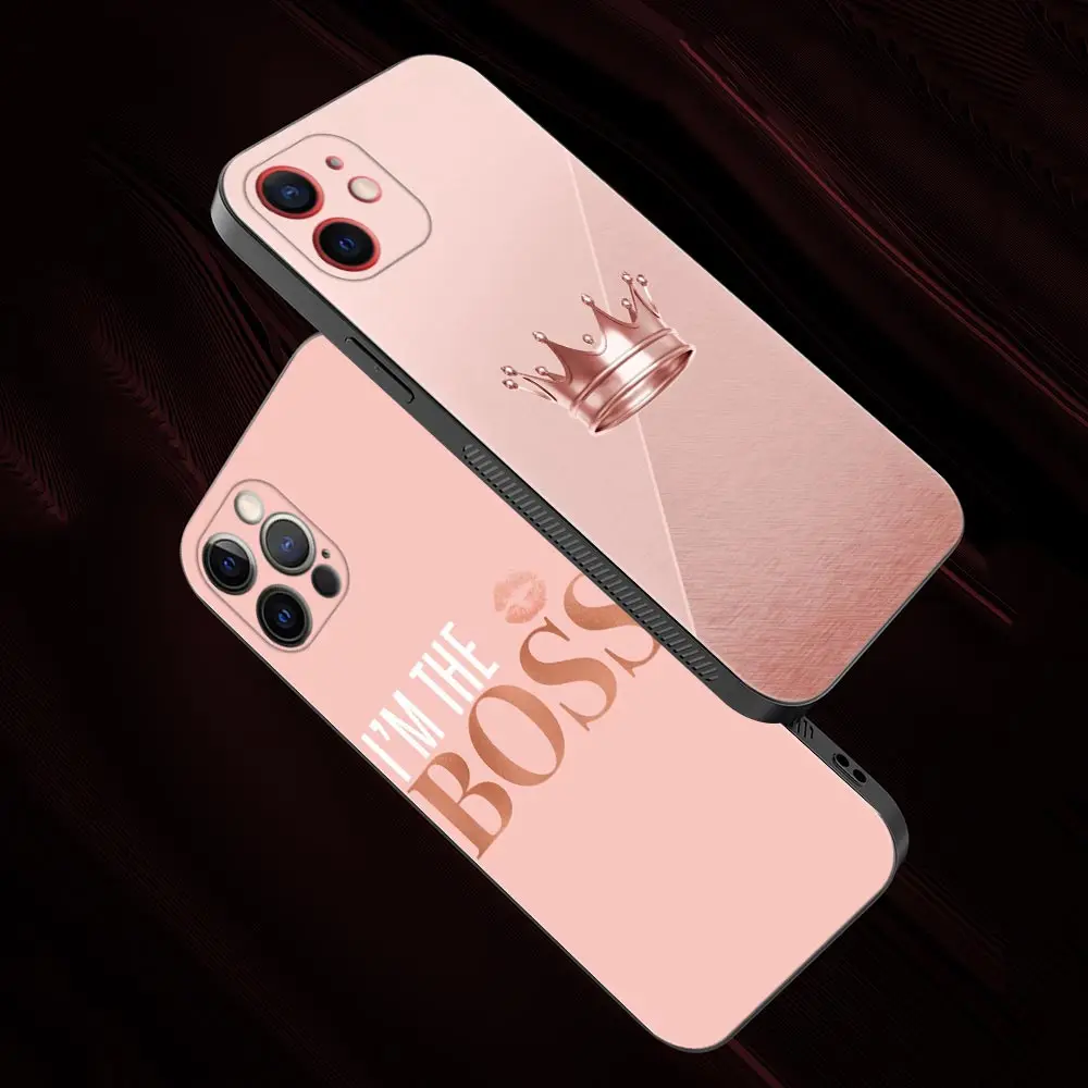 Rose Gold Pink Princess Queen Phone Case For iPhone 13 12 11 Pro Max XS Max XR X 7 8 Plus 12 Mini 6S 5S SE 2020 Silicone Cover