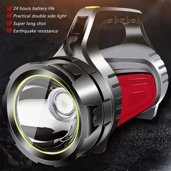

Powerful Searchlight LED Flashlight Rechargeable Handle Spotlight Ultra-long Standby Work USB OUTPUT Camping Lamp