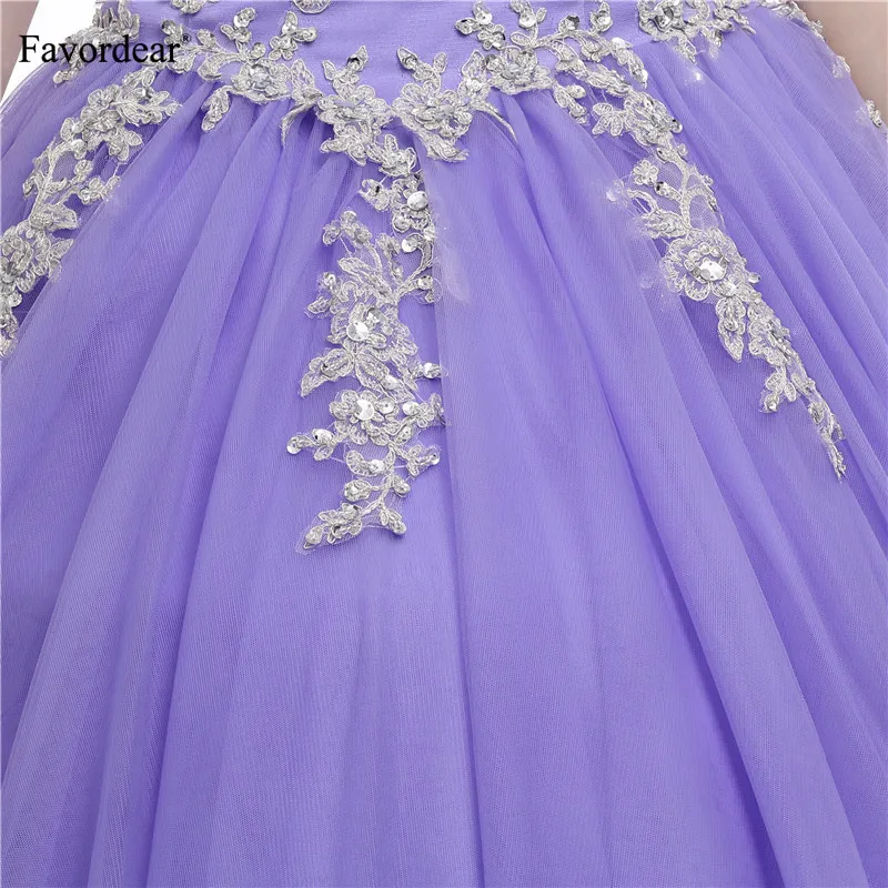 Favordear Лавандовое длинное бальное платье с вышивкой бисером Vestidos De Quincianera Платье На Шнуровке Для выпускного вечера милое платье 16