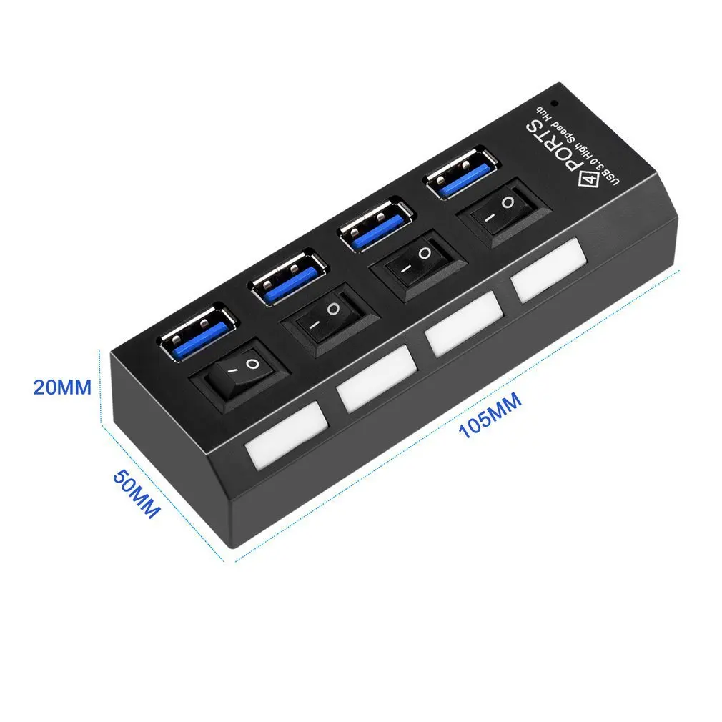 USB 3.0 Hub 4 Ports USB 3.0 HUB With On/Off Switch For Desktop Laptop
