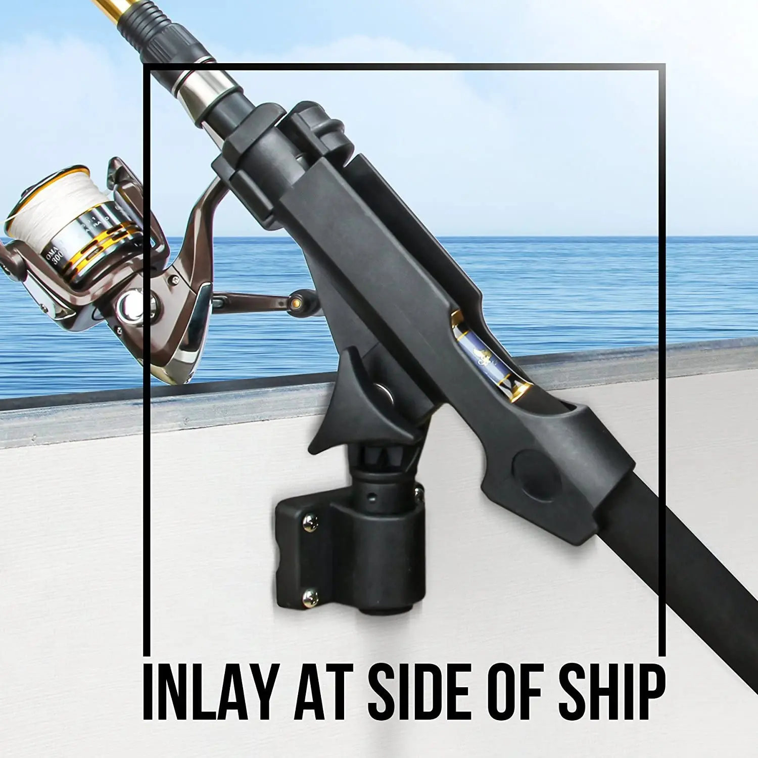 Hiumi Adjustable Black Finish ABS and Stainless Fishing Rod Holder