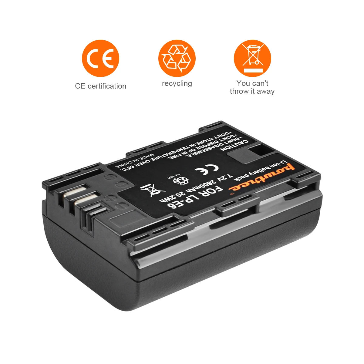 Powtree For Canon LCD Charger 2800mAh LP-E6 LPE6 LP E6 Camera Battery Replacement EOS 5D Mark II 5D Mark III 5D Mark IV 5DS 5D