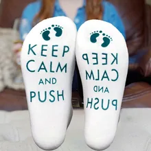 Новые удобные хлопковые носки с 3D принтом, сохраняющие спокойствие и толкающие слова, унисекс, мужские и женские носки, забавные короткие носки для беременных