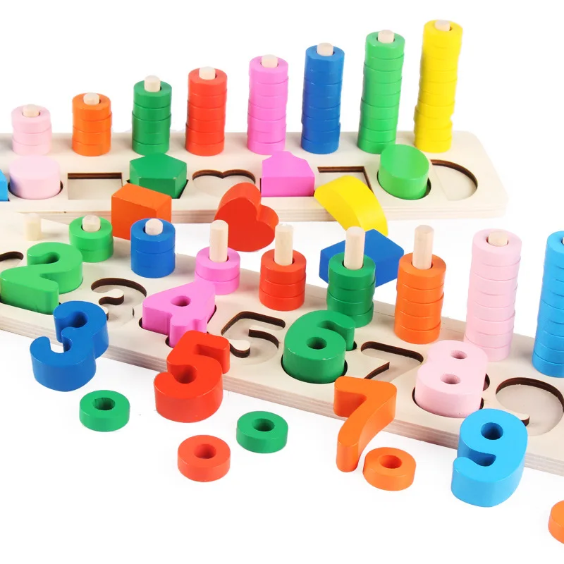

Children Early Childhood Cognitive Mental Wooden Shape with Numbers Board Shape Matching Beads Rack