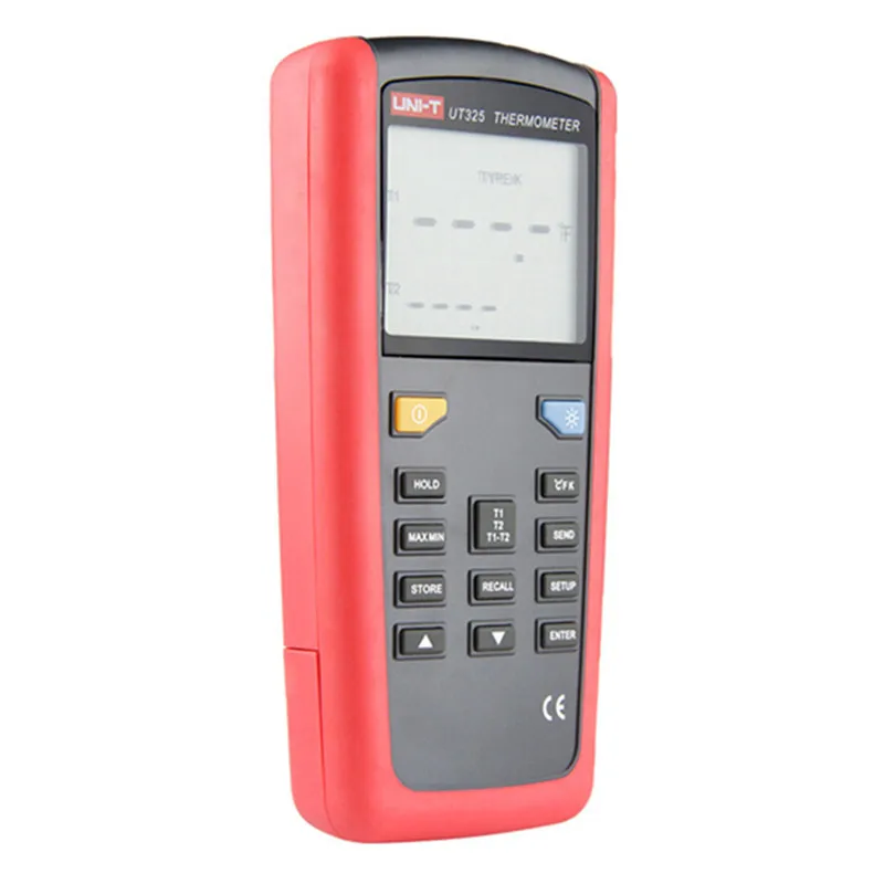 UNI-T UT325 цифровой термометр измеритель температуры тестер USB интерфейс T1-T2 Двойной вход с Высокий/нижний предел тревоги и автоматическая калибровка