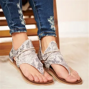 

2020 New Women Sandals Summer Shoes Leopard Print female Large Size shoes Flat Women Sandals Summer Shoes Sandals ladies