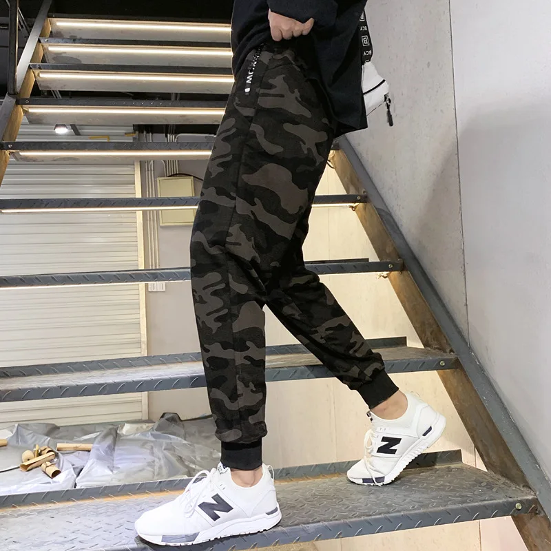 

2019 Spring And Autumn Korean-style New Style Bib Overall Men's Popular Brand Beam Leg Loose Casual Pants Men Camouflage Pants M