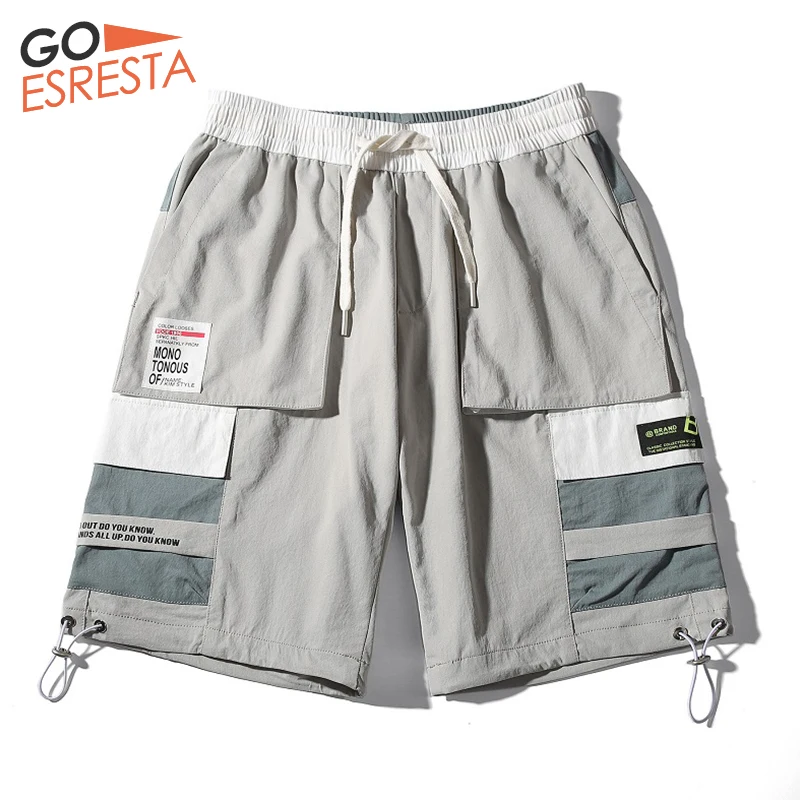 

GOESRESTA 2020 Summer Leisure Men Shorts Fashionable Loose Shorts Men Fashion Street Splice Sports Breathable Tooling Shorts