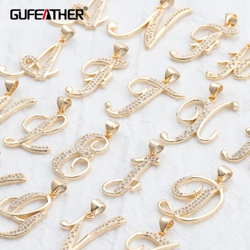 

GUFEATHER M812,jewelry accessories,18k gold plated,0.3 microns,letter of the alphabet,diy zircon pendants,diy earrings,6pcs/lot