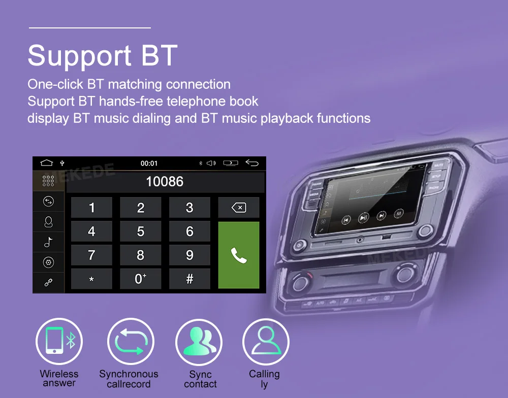 Top MEKEDE  Single 1 DIN 8" Android 9.0 Universal Car Radio Stereo Quad Core Head Unit GPS Navigation Support Steering Wheel 33