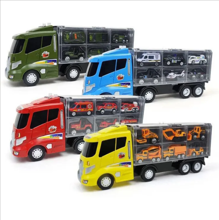 

Military Firefighting Engineering Police Series Metal Car Container Model Storage Box 6 Pieces Music Lights