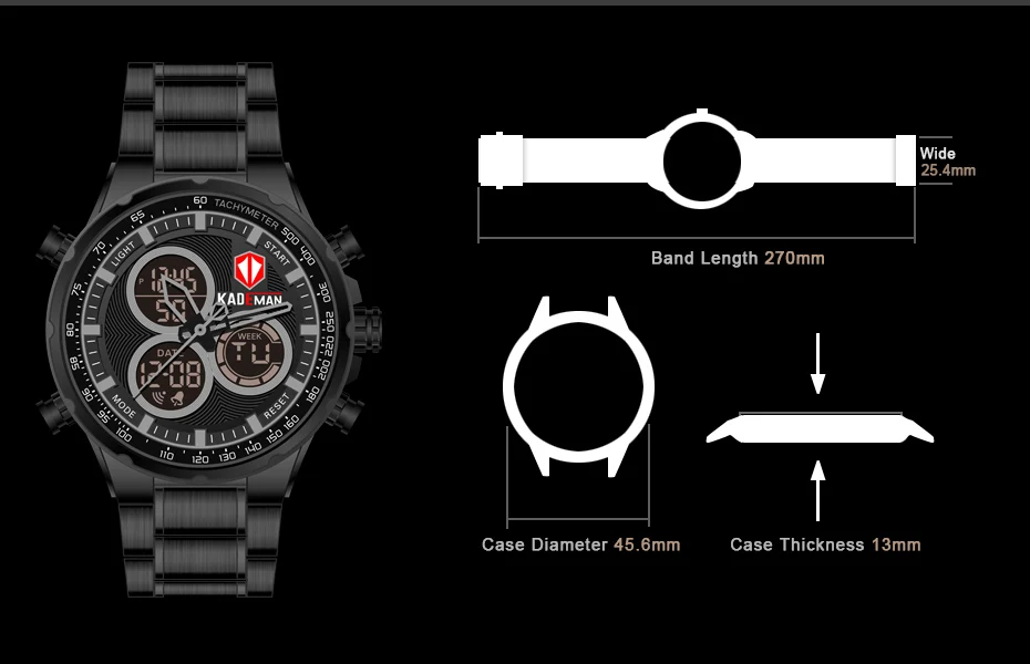 Luxury Brand KADEMAN Men Sports Watches Men's Waterproof LED Digital Quartz Clock Male Military Stainless Steel Wrist Watch (13)