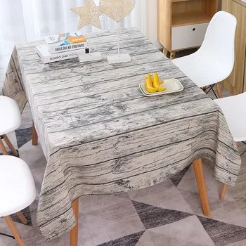 

Hot Sale Restaurant Tablecloth Simulation Wood Cotton Tablecloth Simple cha ji bu