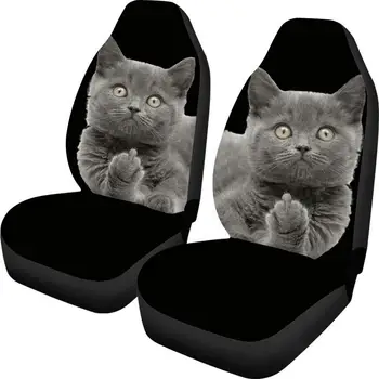 

INSTANTARTS 3D Middle Finger Cat Set of 2 Car Seat Covers Easy Clean Vehicle Seat Cushion Anti-Slip Car Interior Seat Covers