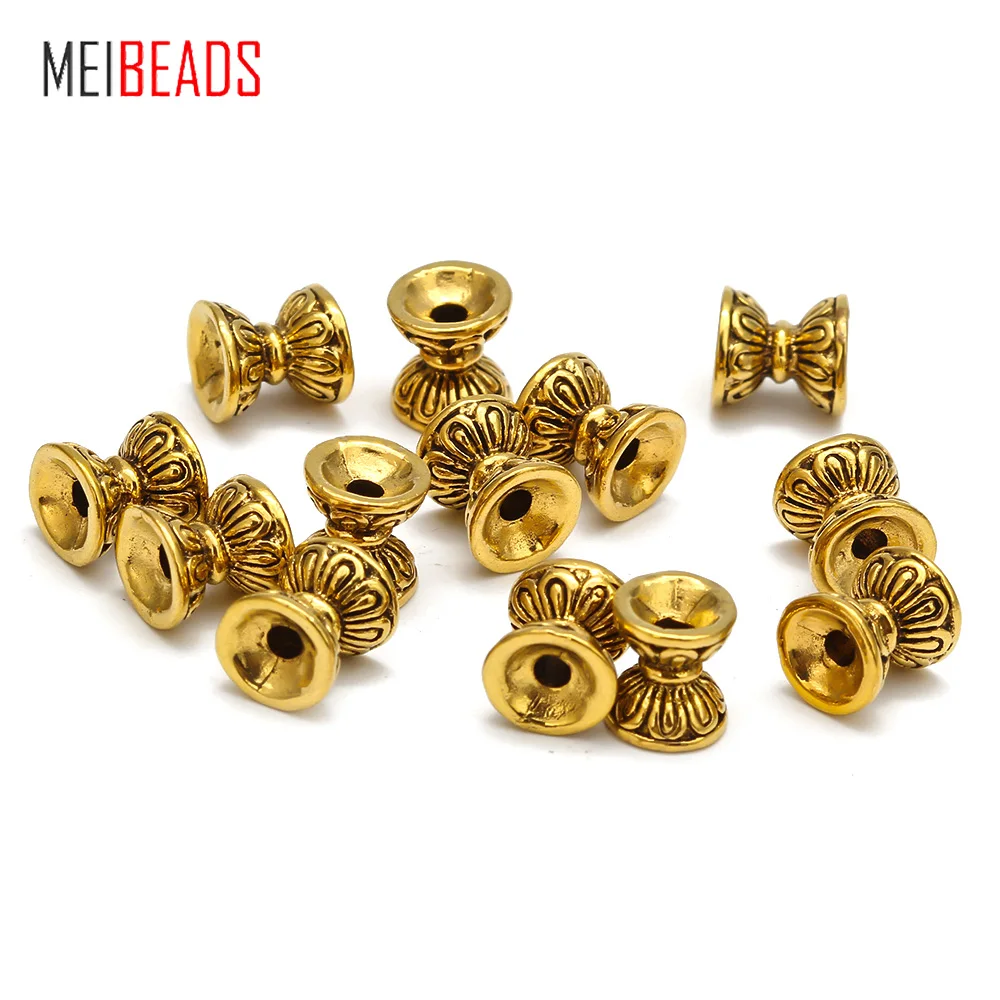 

Meibeads 50pcs/lot Fashion Retro Double Lotus 8*8/6*6 Bead Caps for Necklaces Bracelets Findings DIY Jewelry Accessories UF5414
