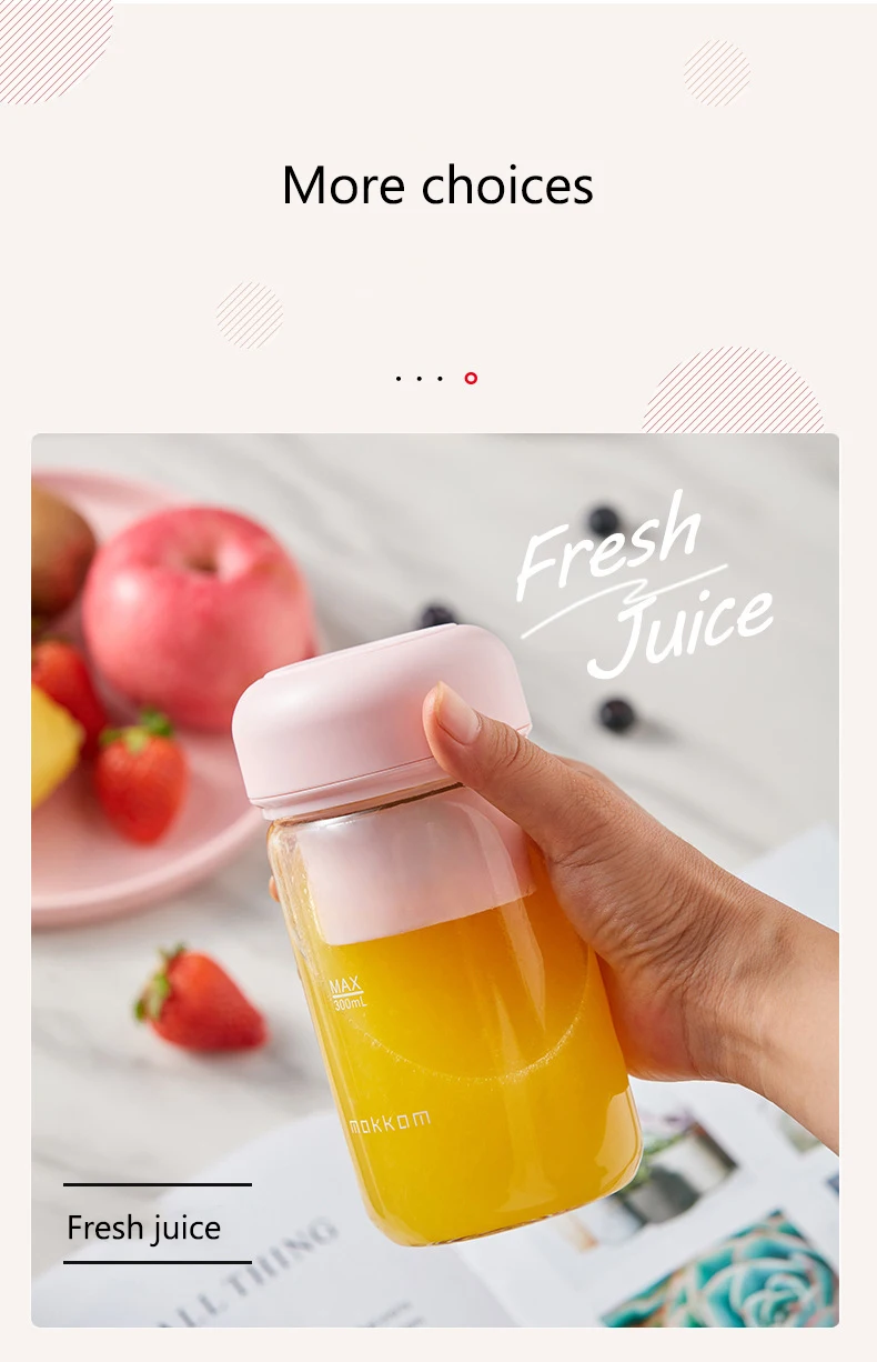 Portable Juicer USB Charging Juicer Cup Smoothie Blender Multifunction Fruit Mixing Extractors Machine Lemon Squeezer 300ML