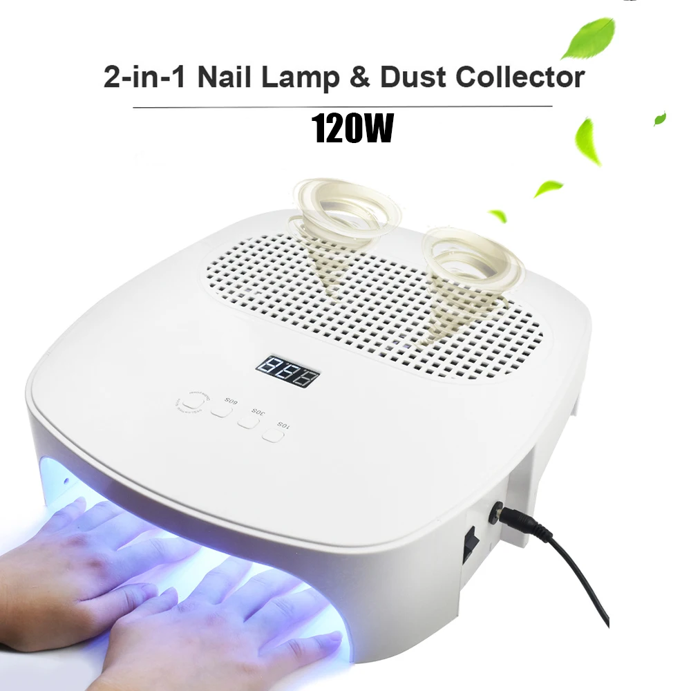 

2 In 1 120/80/54 LED Nail Dryer With Nail Dust Collector 2 Fan Vacuum Cleaner For Manicure Tool Auto Sensing Can Dry All Gel