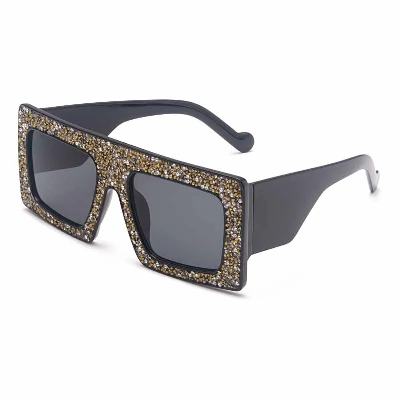 Квадратные Солнцезащитные очки женские цветные Rhinestone леопардовые солнцезащитные очки с большими рамами акриловые градиентные очки UV400 - Цвет линз: 7