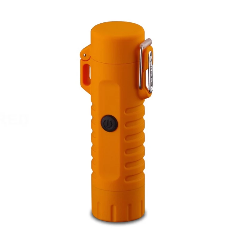 

Multifunctional Usb Waterproof Double Arc Charging Lighter With Flashlight Led Lamp(Orange)