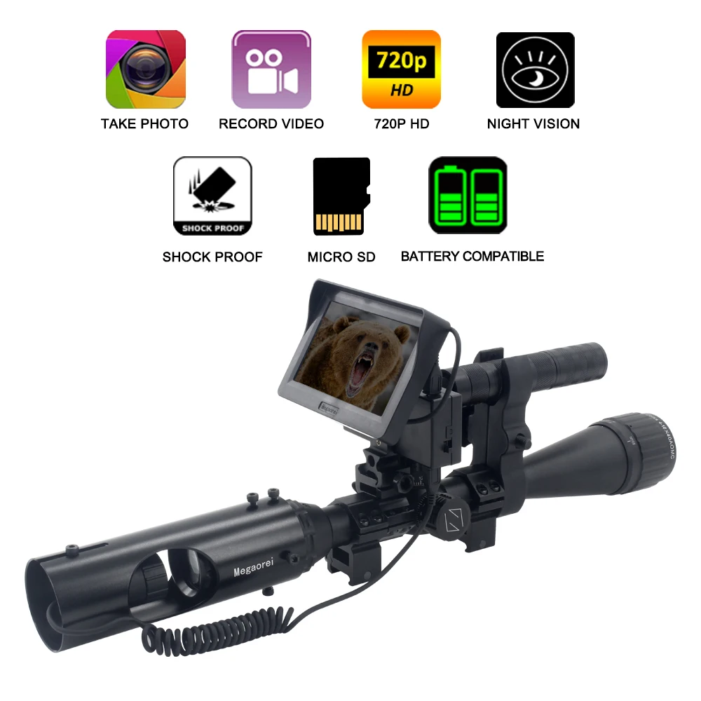 

Free 16GB SD Card 4.3 Inch 850nm Infrared Laser IR Night Vision Rail Scope Riflescope Cameras Hunting DIY