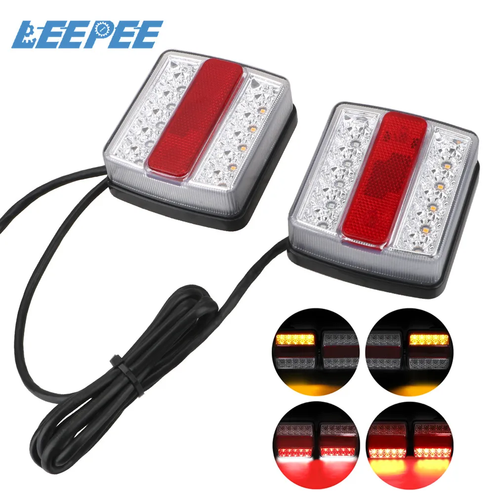 2 Piece/Set 16 LEDs Trailer Tail Light with Magnet Combination Towing Taillight Car Truck Tail Light 12V Number Plate Light