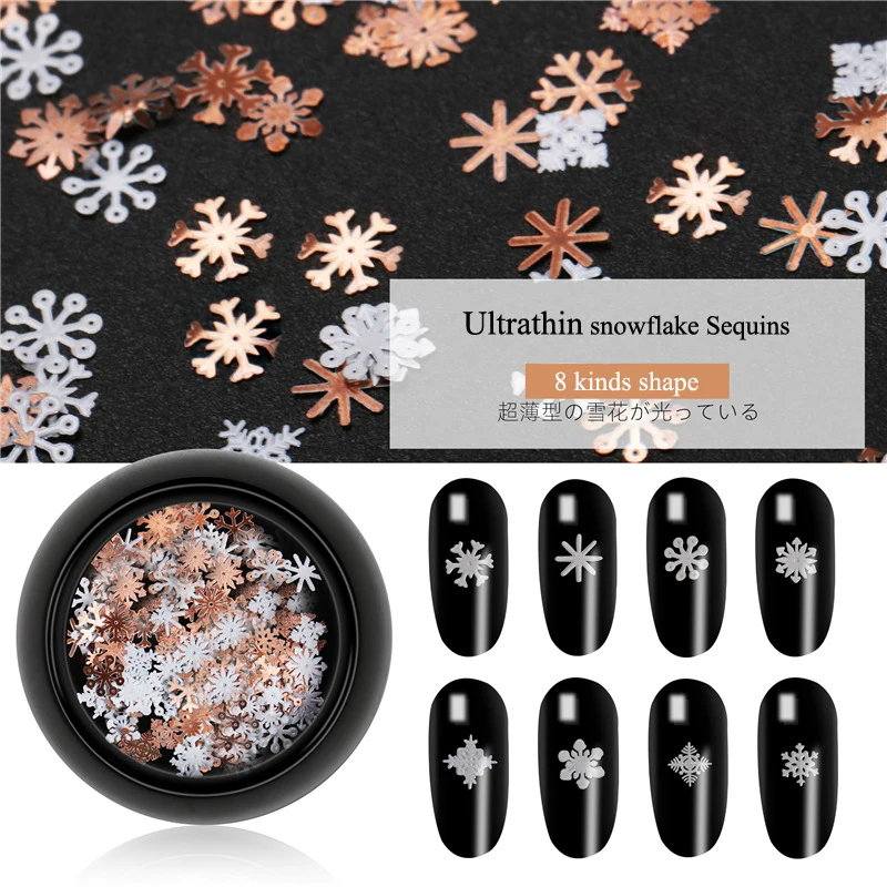 

90pc Hollow Out Gold White Nail Glitter Sequins Snow Flakes Mixed Design Decor for Nail Arts Pillette Nail Accessories New style