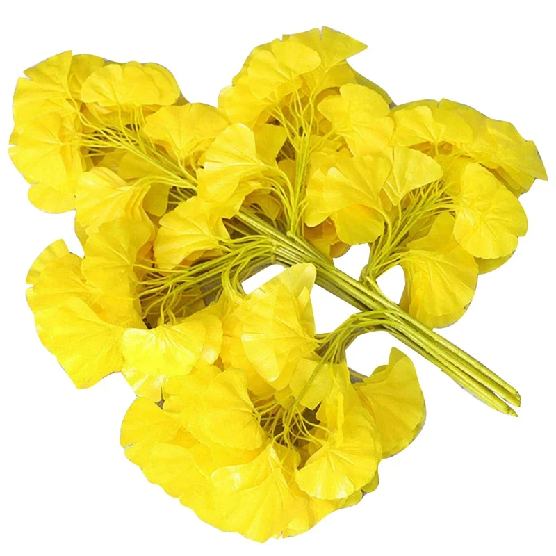 

Yellow Artificial Ginkgo Leaves Home Living Room Decoration Artificial Leaf Wedding Road Guide Decoration 12Pack