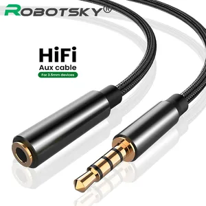 Аудиокабель с разъемом 3,5 мм, аудиокабель со штекером на гнездо AUX, удлинитель для наушников 3,5 мм, аудиокабель для динамика 1 м/2 м