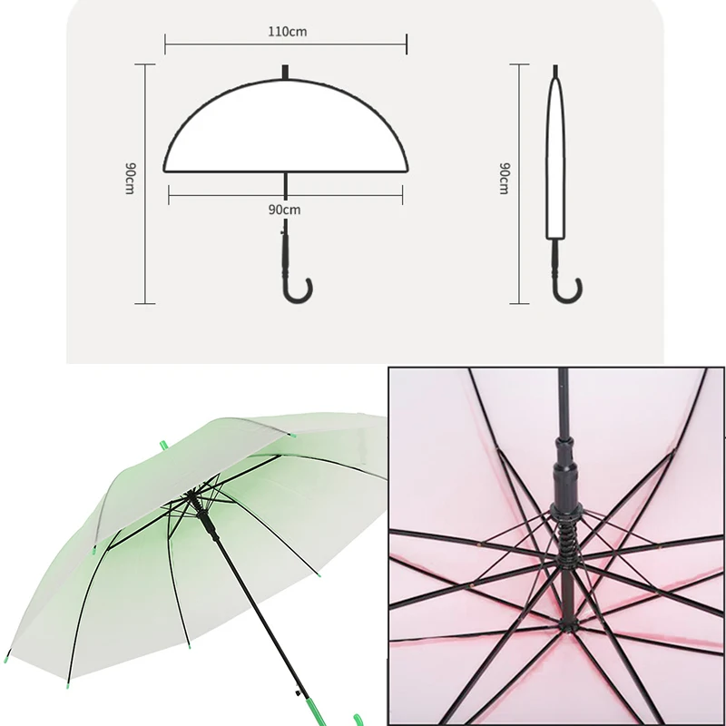Прозрачный зонтик с длинной ручкой 1 зонтик для свадебной вечеринки прозрачный зонтик PC автоматический для моды