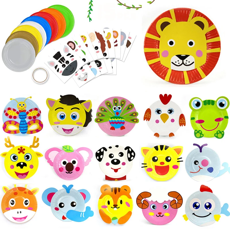 10Pcs Animal Paper Plate Art Kits Kids DIY 3D Animals Craft Sticker Card  Project Teaching Supplies Preschool Toddler Boys Girls|Đồ Chơi Thủ Công| -  AliExpress