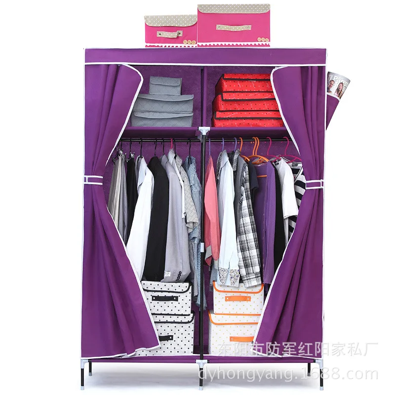 

New Style Thick-Style Cloth Wardrobe Simplicity Multi-functional Nonwoven Fabric Component Wardrobe Double Row Wardrobe on Behal
