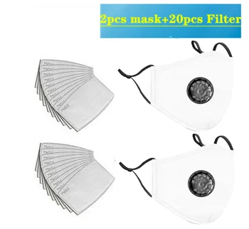 

PM2.5 Mouth Mask Anti-dust Mask Reusable Mask With Breathing Masks 2pcs PM2.5 Filter Washable Mouth Face Masks White Scarce