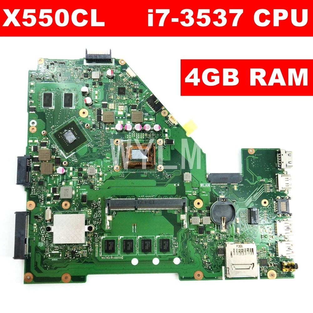 

X550CL Motherboard I7-3537 CPU 4GB RAM For ASUS R510C Y581C X552C X550CL X550CC X550C A550C laptop Mainboard X550CL Mainboard