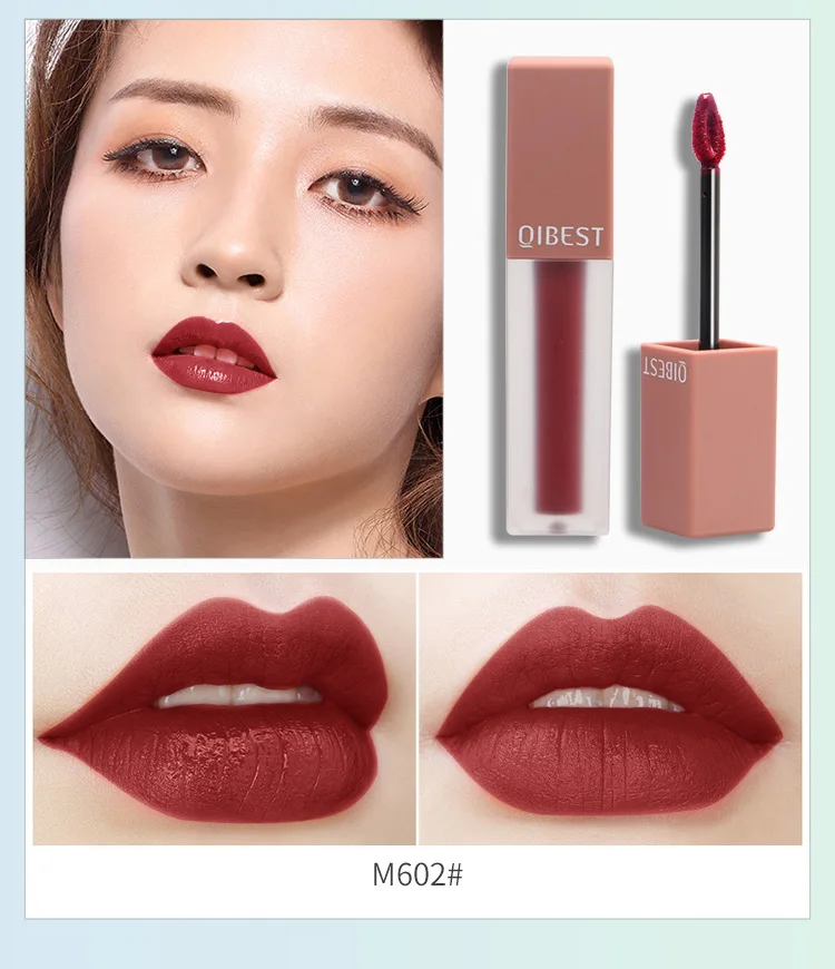 02 Бархатная текстура тумана блеск для губ Макияж губ матовая шелковистая жидкая помада макияж набор длинный-последний блеск для губ оттенок водостойкая Помада для губ - Цвет: 02