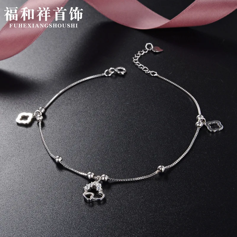 

Korean-style Simple Heart Accessories 925 Sterling Beach Anklet Student Retro Foot Chain Jewelry