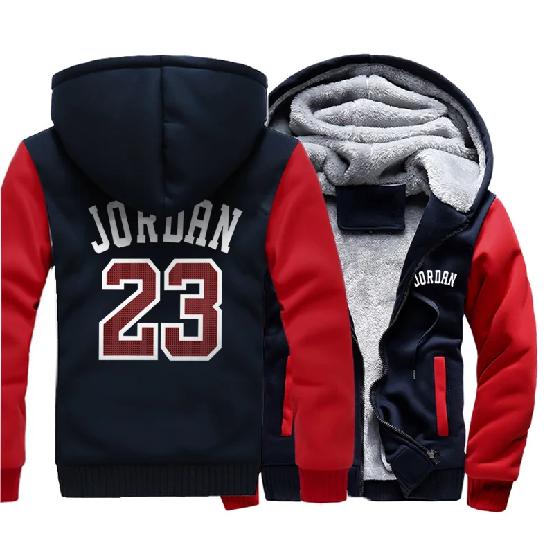 Мужские толстовки Jordan 23, Толстая куртка, зимние толстовки, реглан, мужская уличная куртка, Толстая куртка, толстовки в стиле хип-хоп Харадзюку - Цвет: red dark blue 6