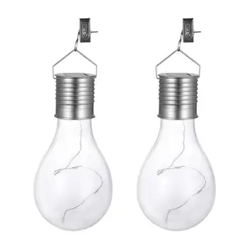 

2pcs Solar Powered Glass Bulb LED Copper Wire Lights Outdoor Hanging Lamp Bulb For Garden Patio Yard (Transparent, Warm White)
