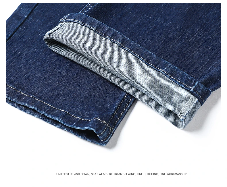 Men Fashion Winter Jeans Casual Loose Straight Business Denim Pants Stretch Thick Velvet Warm Jeans Male Fleece Trousers