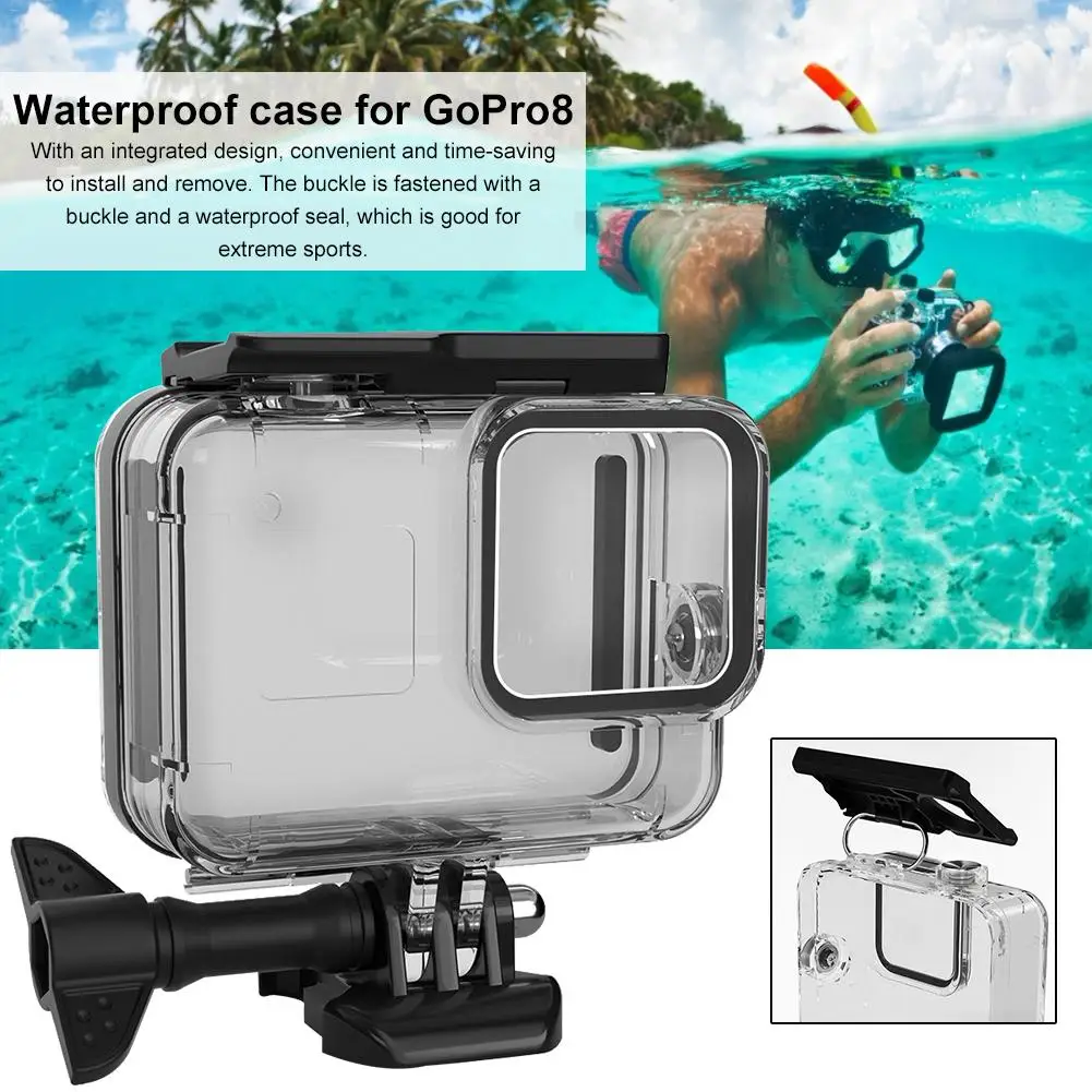 Для GoPro Hero 8 Водонепроницаемый чехол для фотокамеры 196ft/60M Подводный защитный чехол черный защитный чехол сумка для камеры